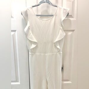 Lulus Elegant White Ruffled Jumpsuit
